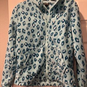 Eddie Bauer girls cheetah print fleece zip up